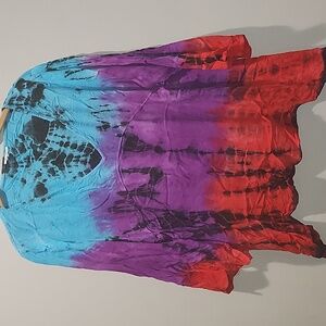 Vibrant Multicolor Tye-Dye V-Neck Top